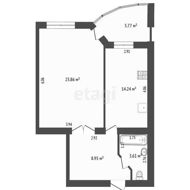 2-комнатная квартира: Тюмень, улица Мельникайте, 55 (50.3 м) - Фото 1