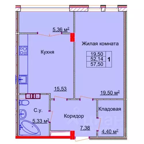 1-к кв. Ивановская область, Иваново Лежневская ул., 98 (57.5 м) - Фото 0