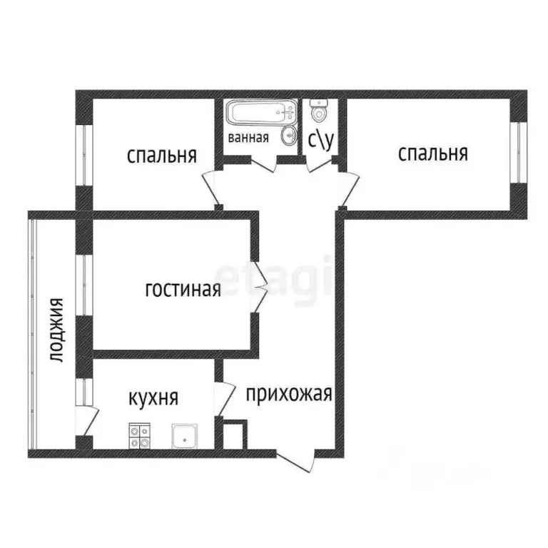 3-к кв. Ульяновская область, Ульяновск ул. Рябикова, 53 (63.9 м) - Фото 1