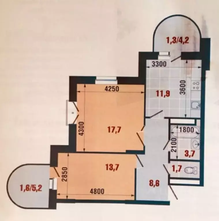 2-к кв. Татарстан, Казань ул. Комиссара Габишева, 45 (60.8 м) - Фото 2