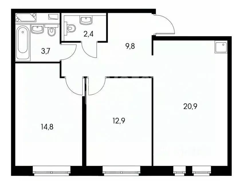 3-к кв. Москва ул. Саларьевская, 10к1 (62.7 м) - Фото 2