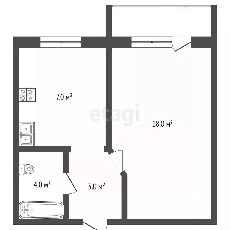 1-к кв. Самарская область, с. Приволжье ул. Мира, 6 (32.0 м) - Фото 2