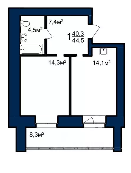 1-к кв. Амурская область, Благовещенск 224-й кв-л,  (44.5 м) - Фото 0