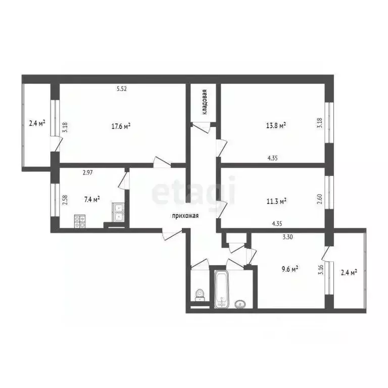 4-к кв. Ямало-Ненецкий АО, Ноябрьск ул. Изыскателей, 48 (80.9 м) - Фото 2