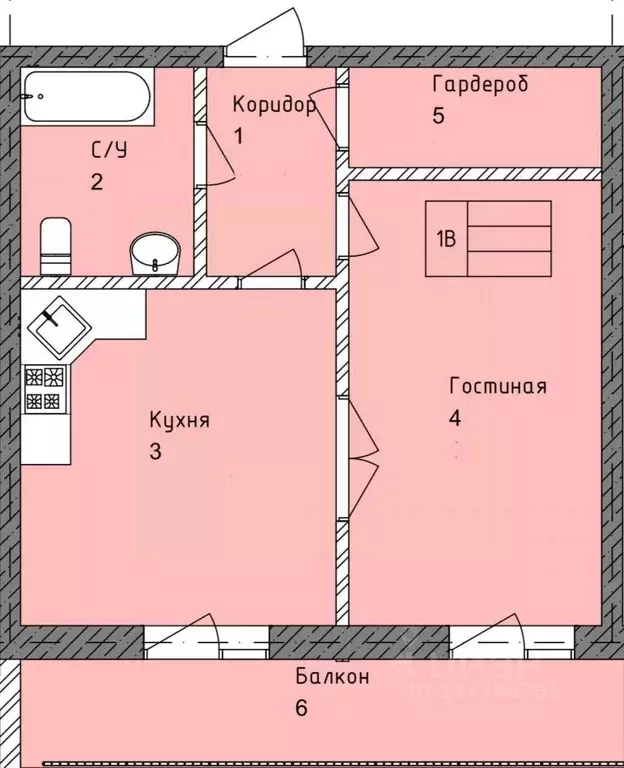 1-к кв. Чеченская республика, Грозный Кабардинская ул., 40 (55.7 м) - Фото 0