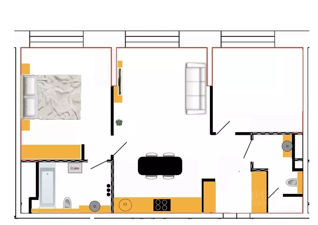 3-к кв. Москва Шмитовский проезд, 39к6 (67.3 м) - Фото 2