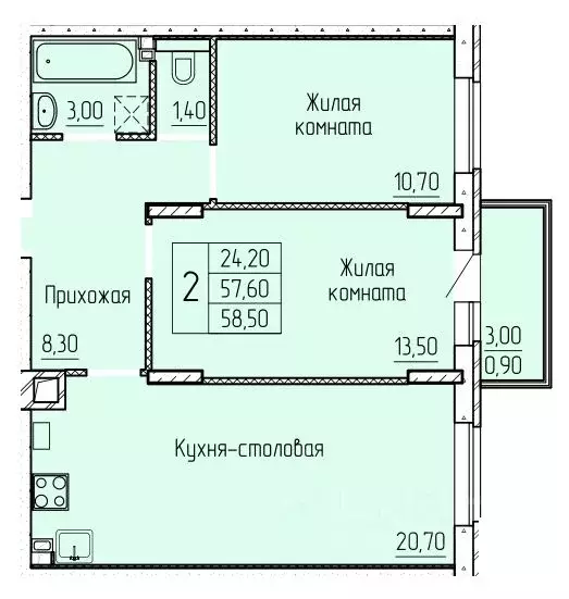 2-к кв. Ростовская область, Батайск ул. Макаровского, 4к2 (58.2 м) - Фото 0