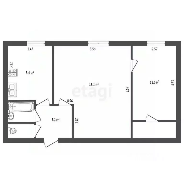 2-к кв. Санкт-Петербург Ленинский просп., 138/5 (45.7 м) - Фото 2