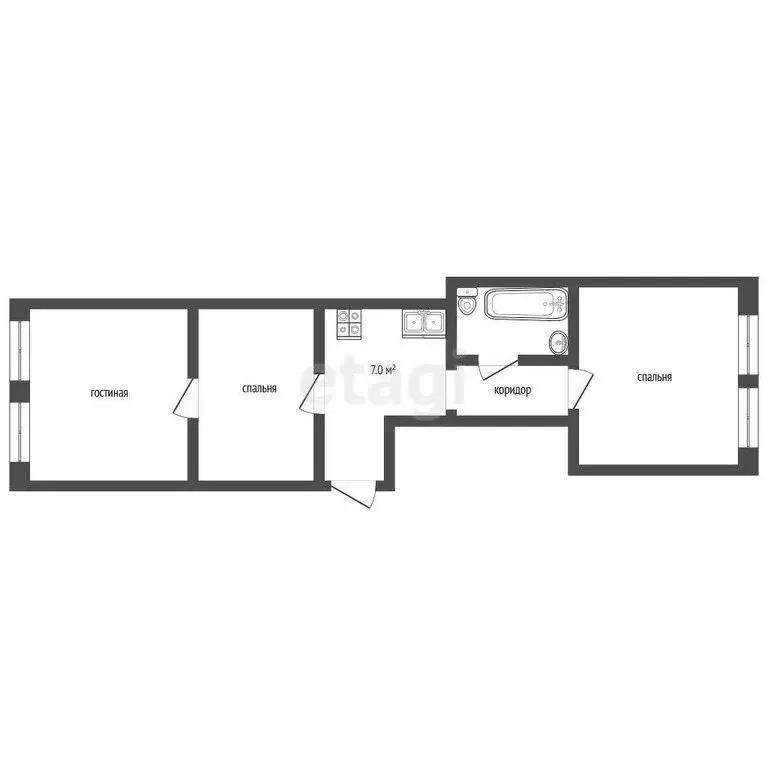 3-комнатная квартира: Оренбург, улица Аксакова, 14 (70 м) - Фото 0