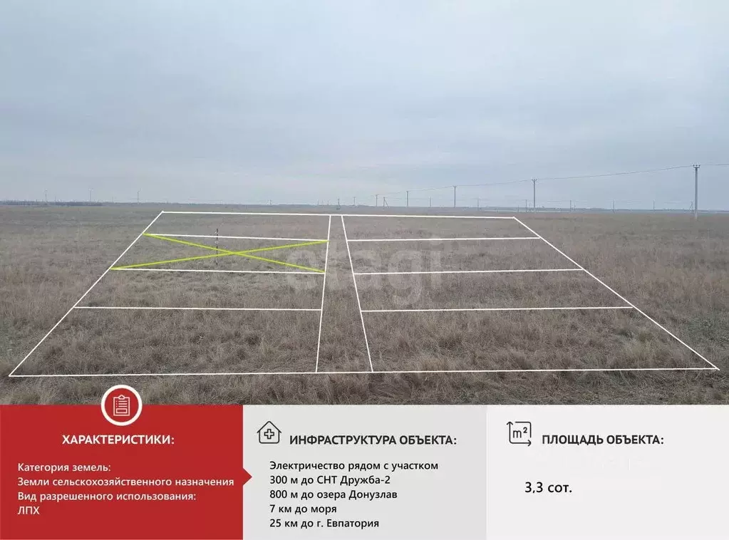 Участок в Крым, Сакский район, Штормовское с/пос, Дружба-2 СНТ  (3.32 ... - Фото 1