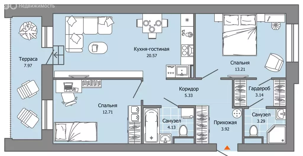 2-комнатная квартира: Пермь, улица Дзержинского, 35А (69 м) - Фото 2