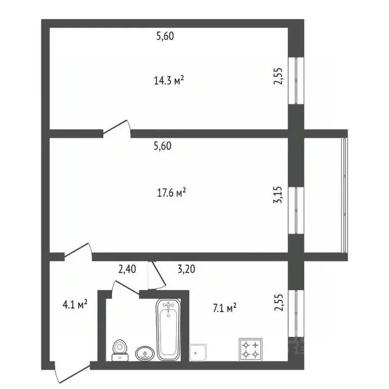 2-к кв. Амурская область, Благовещенск ул. Калинина, 112 (45.8 м) - Фото 1