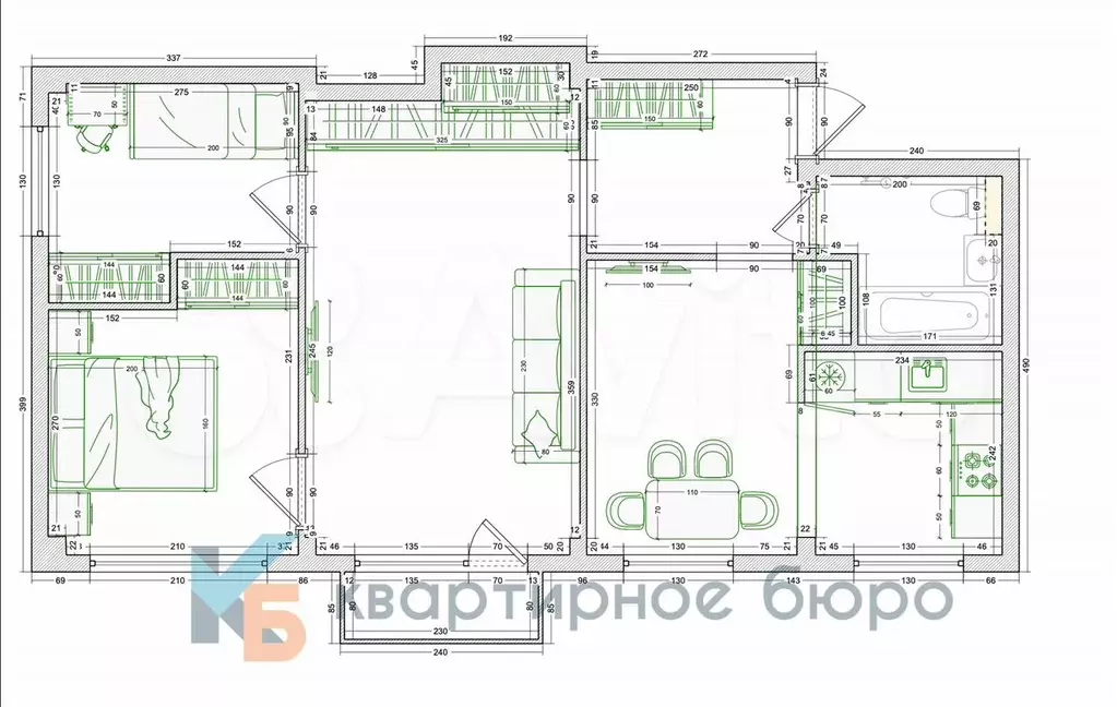 3-к. квартира, 58 м, 2/5 эт. - Фото 0