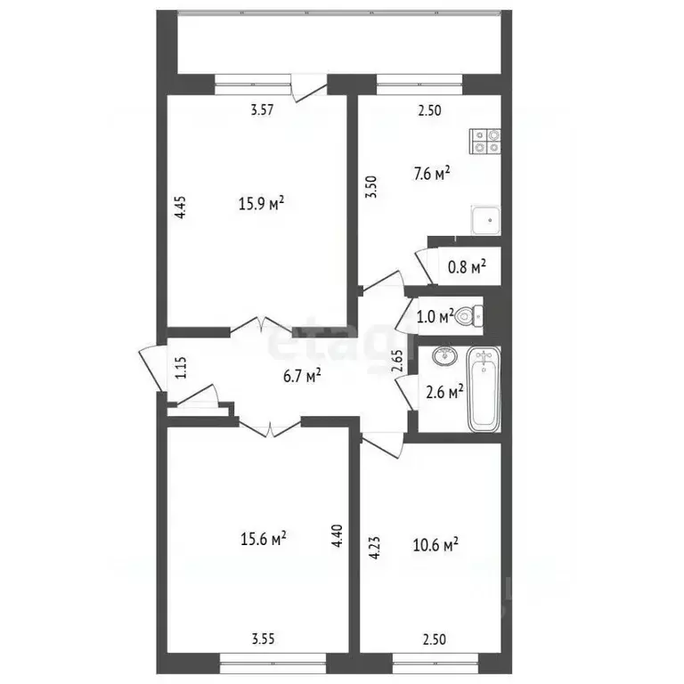 3-к кв. Архангельская область, Котлас ул. Ушакова, 12 (63.7 м) - Фото 2