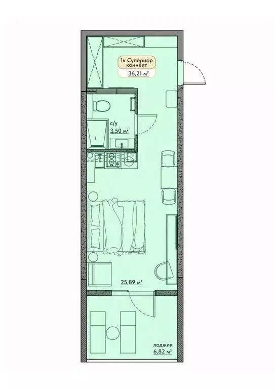 Студия Крым, Евпатория ул. Симферопольская, 1Ж (36.21 м) - Фото 0