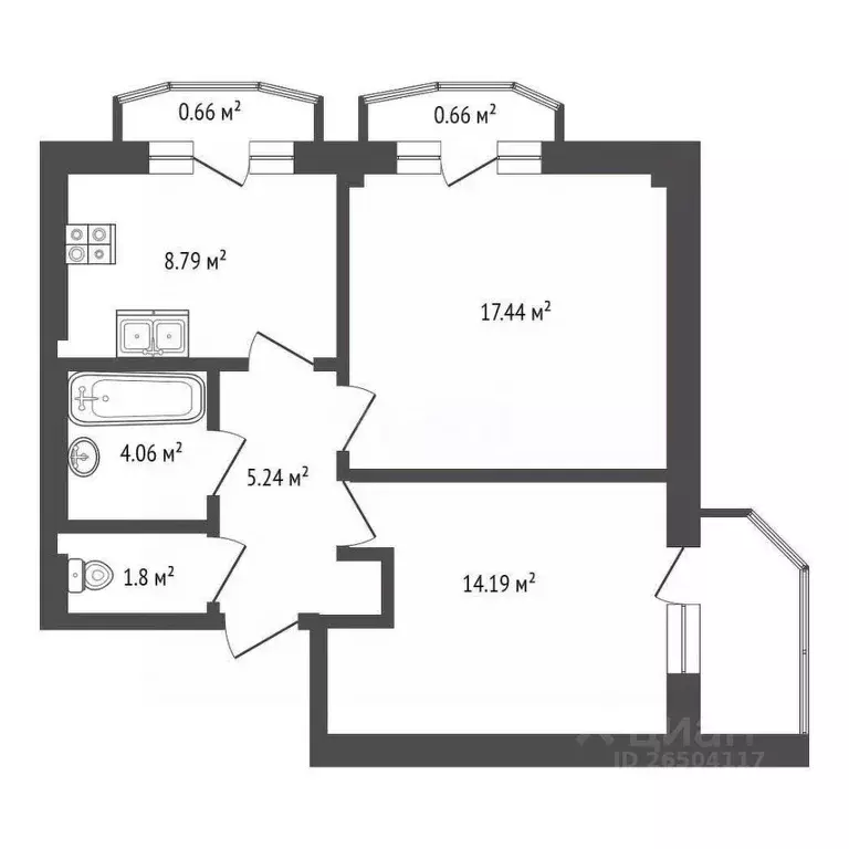 2-к кв. Севастополь просп. Генерала Острякова, 242Ак3 (55.3 м) - Фото 2