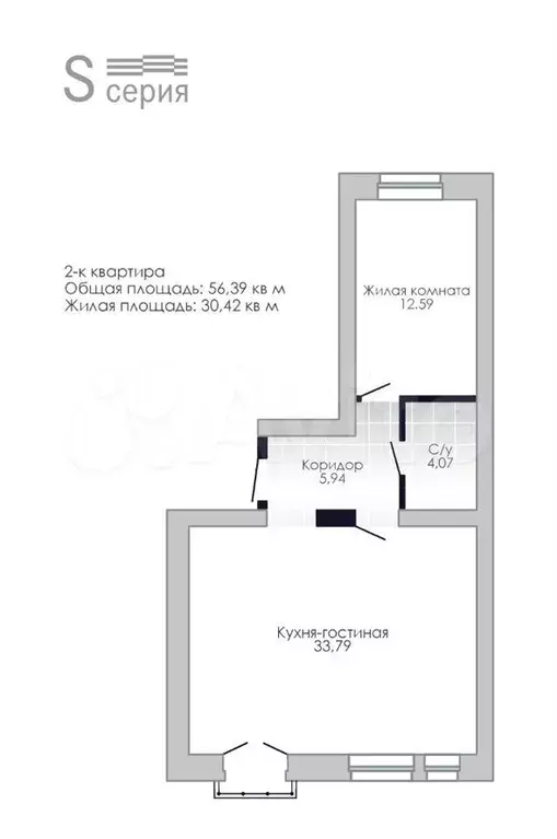 2-к. квартира, 56,4 м, 1/4 эт. - Фото 1