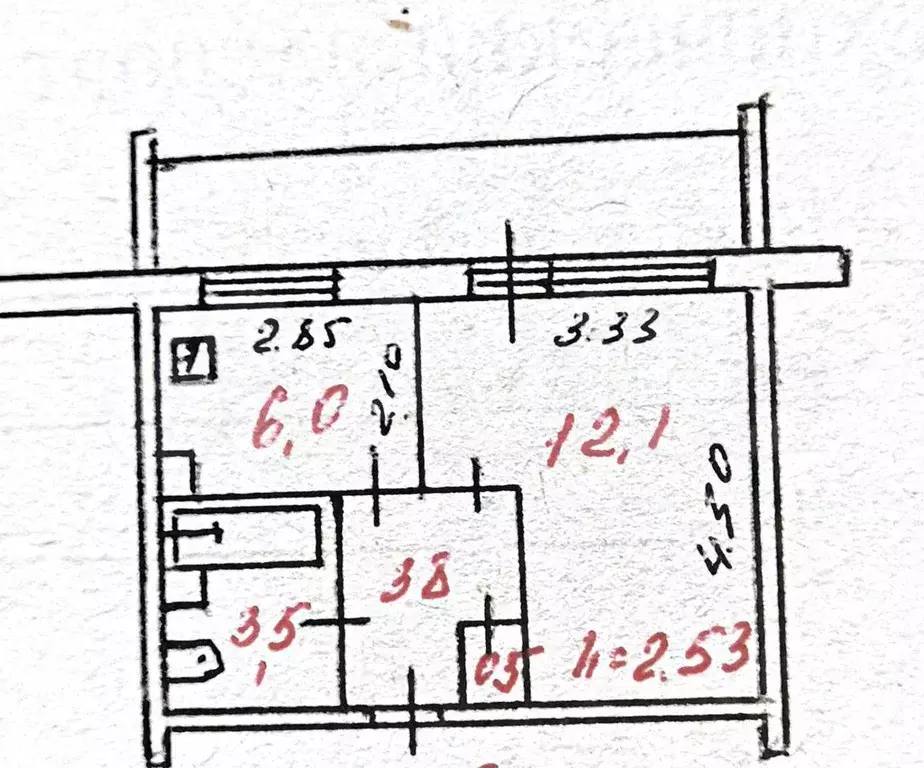 1-к. квартира, 25,9 м, 7/9 эт. - Фото 0