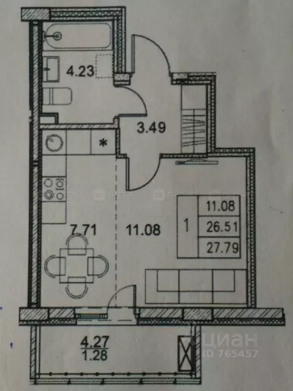 1-к кв. Татарстан, Казань ул. Азата Аббасова, 9 (30.0 м) - Фото 1