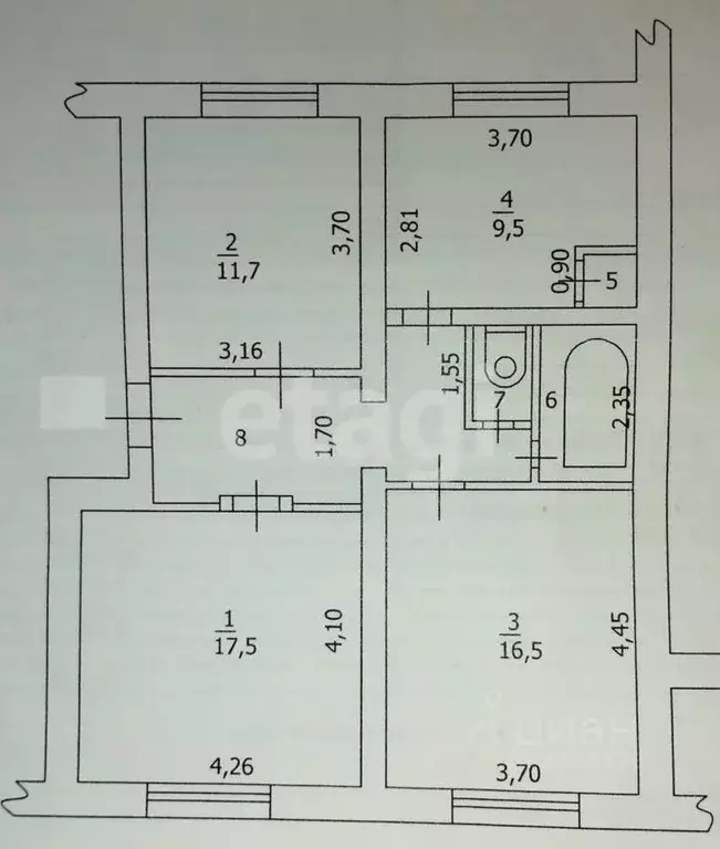 Комната Татарстан, Казань Бирюзовая ул., 19 (15.1 м) - Фото 2