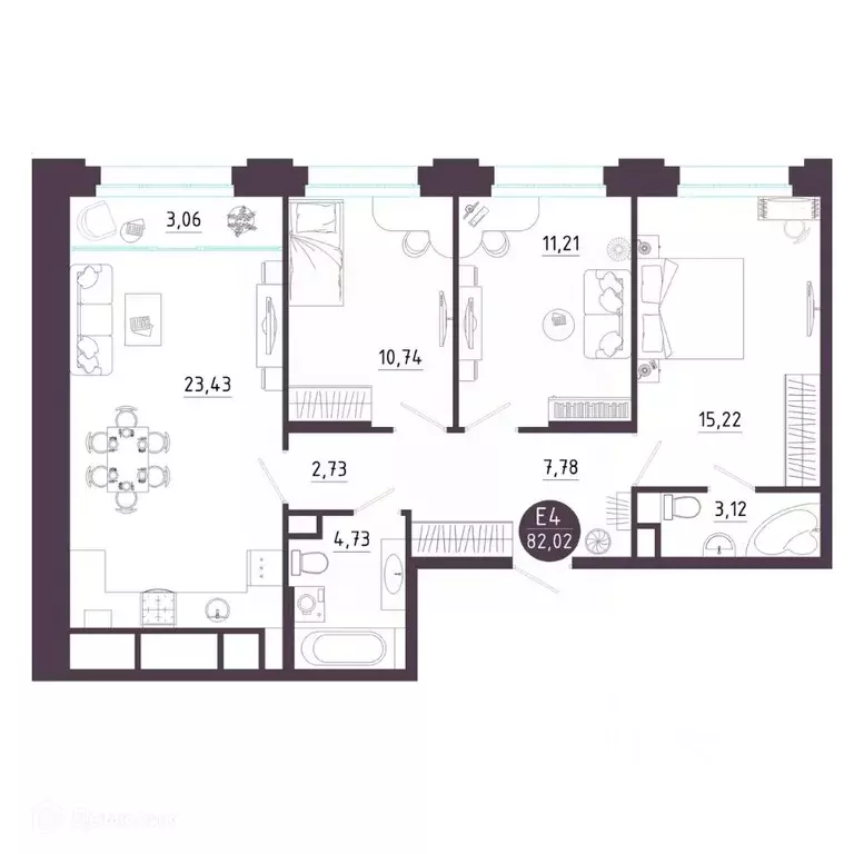 3-к кв. Рязанская область, Рязань Московское ш. (82.02 м) - Фото 1