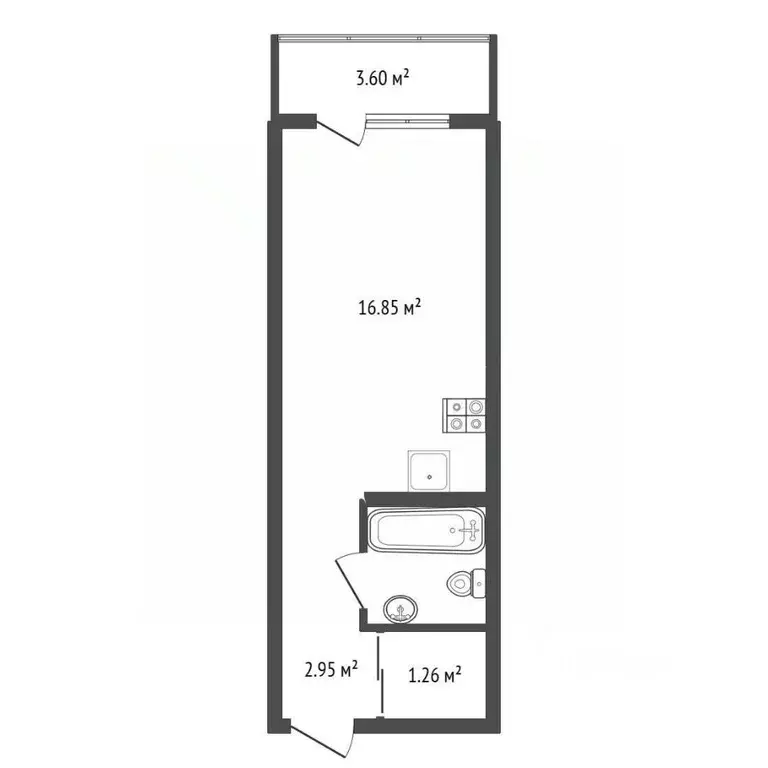 Студия Воронежская область, Воронеж ул. Гаршина, 25к3 (26.07 м) - Фото 1