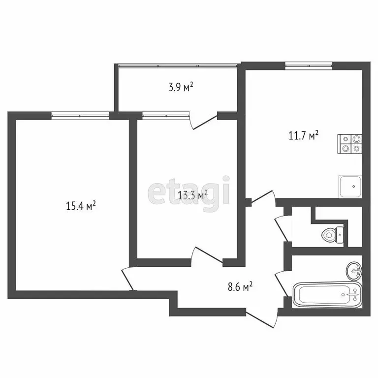 2-комнатная квартира: Ижевск, улица Ленина, 88 (55 м) - Фото 1
