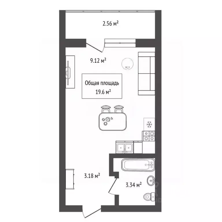 Студия Новосибирская область, Новосибирск ул. Твардовского, 22/6 (19.6 ... - Фото 2