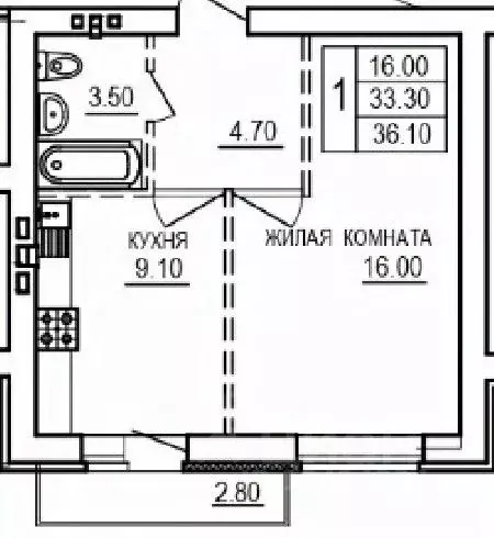 1-к кв. Саратовская область, Саратов ул. 1-я Благодатная, 3 (36.1 м) - Фото 1