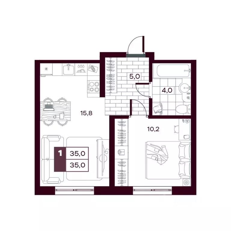 1-к кв. Тюменская область, Тюменский муниципальный округ, д. Дударева ... - Фото 1