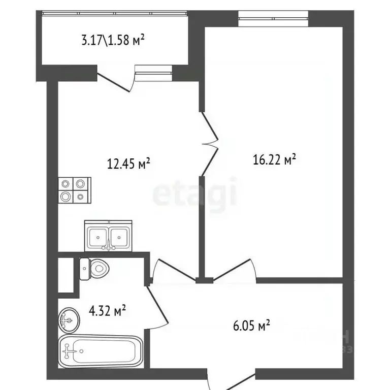 1-к кв. Санкт-Петербург пер. Ипподромный, 1к1 (41.2 м) - Фото 2
