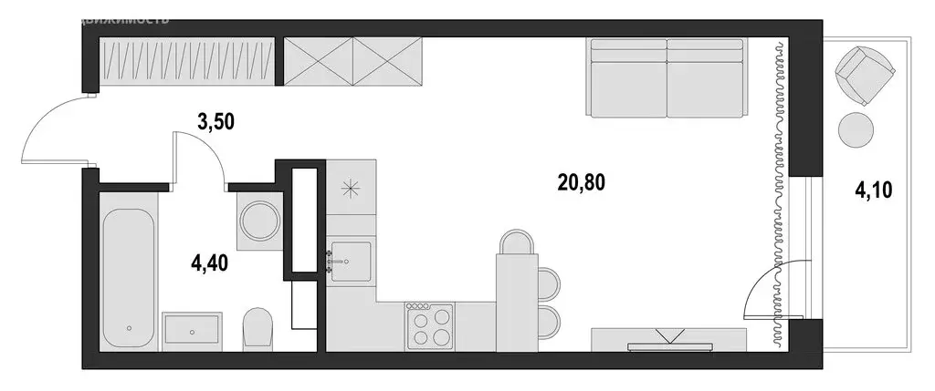 Квартира-студия: Мурино, проспект Авиаторов Балтики, 23к3 (28.7 м) - Фото 1