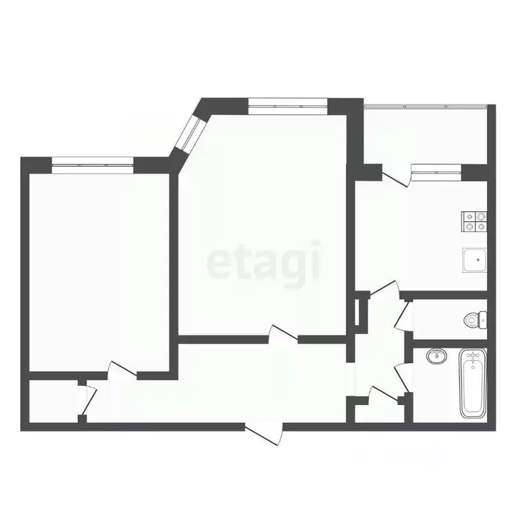 2-к кв. Саха (Якутия), Якутск ул. Петра Алексеева, 83/9 (55.2 м) - Фото 2