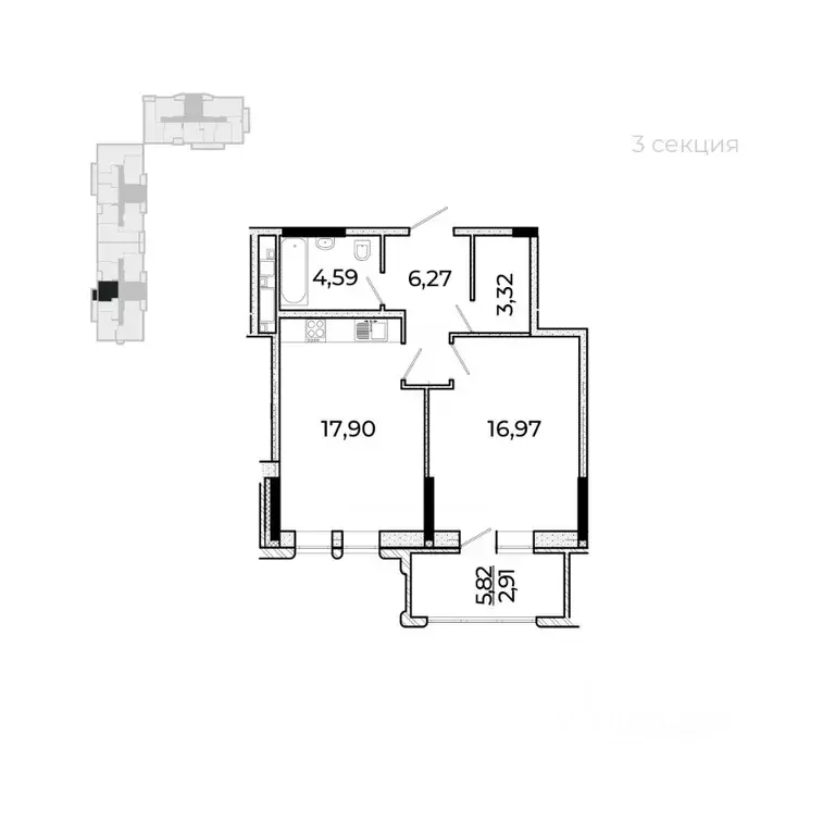 1-к кв. Удмуртия, Ижевск Новая Восьмая ул., 67 (54.87 м) - Фото 1
