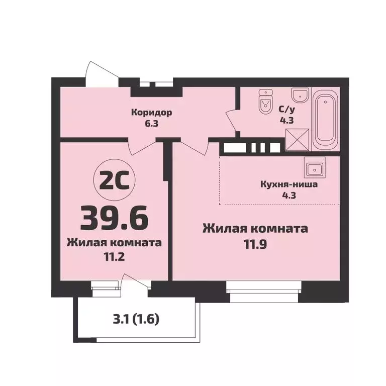 2-комнатная квартира: посёлок Садовый, микрорайон Приозёрный, 712 ... - Фото 0