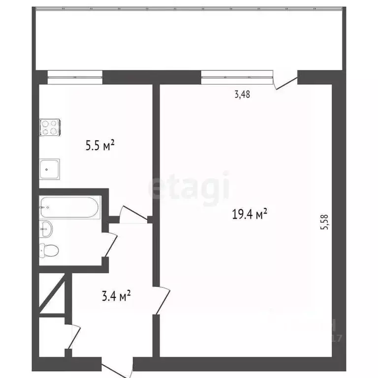 1-к кв. Севастополь ул. Павла Корчагина, 30 (32.5 м) - Фото 1