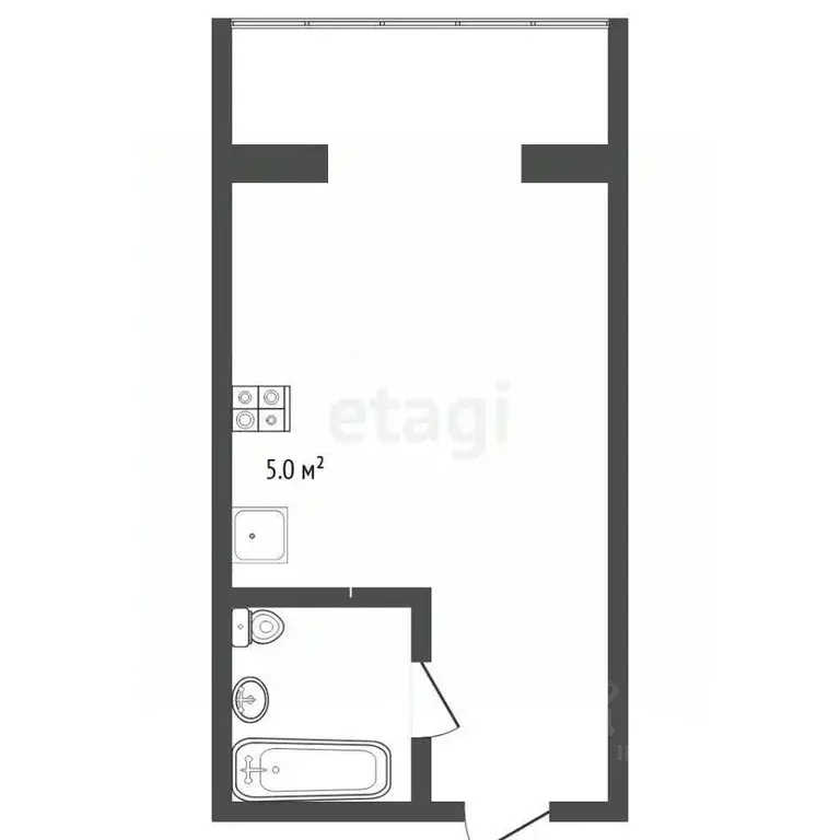 Студия Тюменская область, Тюмень ул. Тимофея Чаркова, 28 (20.6 м) - Фото 2