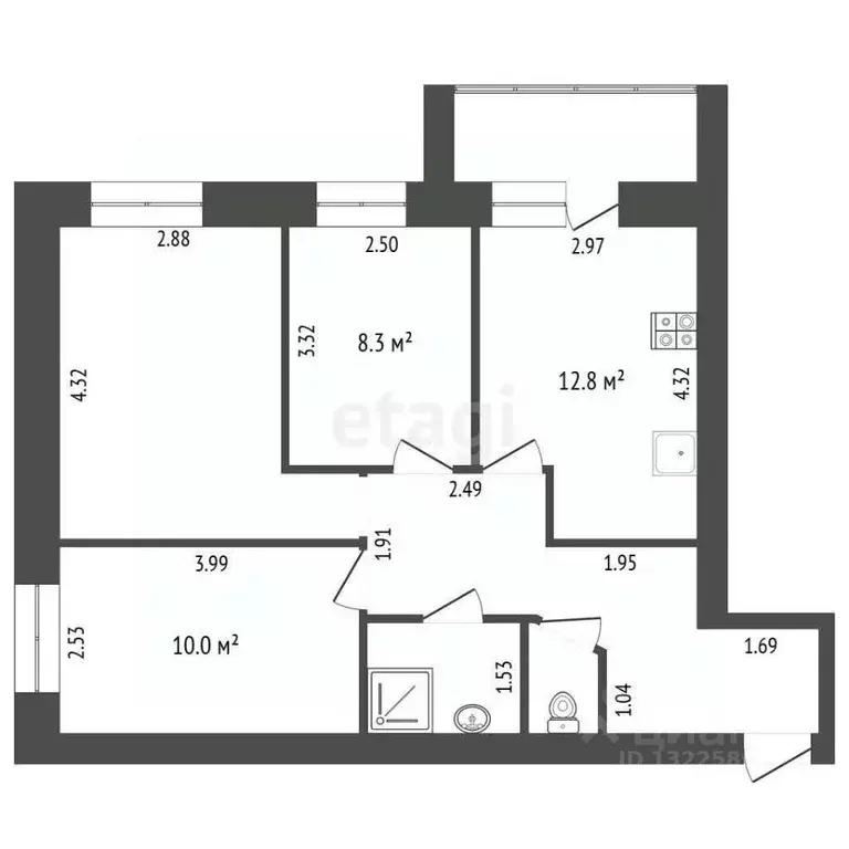 3-к кв. Вологодская область, Вологда Новгородская ул., 41 (59.4 м) - Фото 2