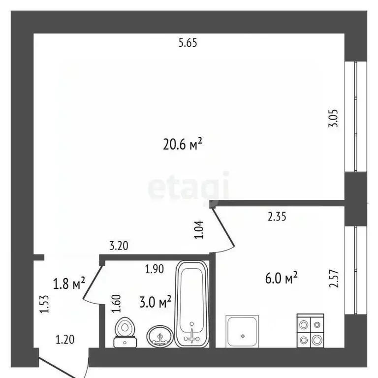 1-к кв. Белгородская область, Шебекино ул. Ленина (31.4 м) - Фото 2