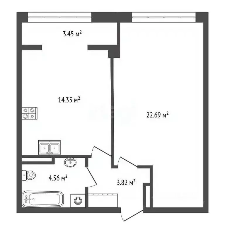 1-к кв. Севастополь ул. Челнокова, 17к1 (38.9 м) - Фото 2