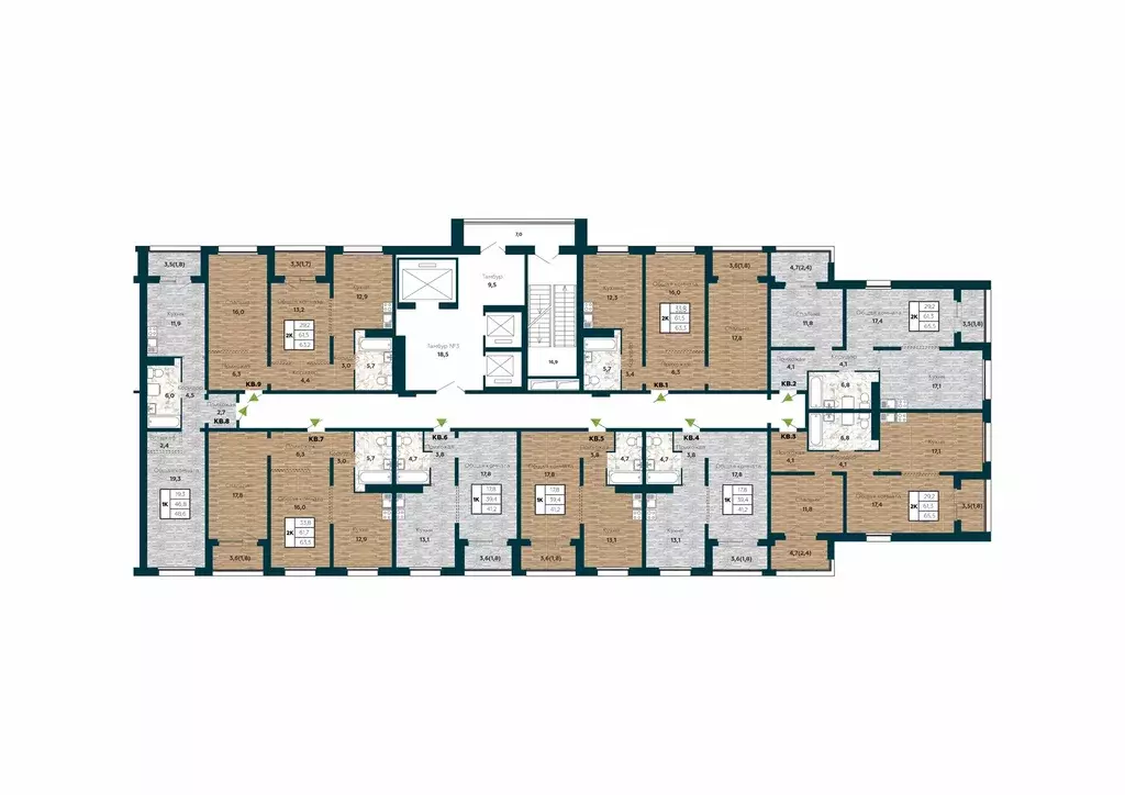 2-к квартира, 65.5 м - Фото 1