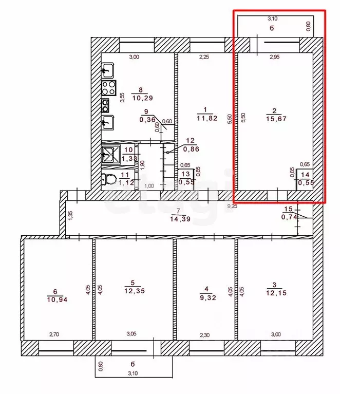 Комната Ульяновская область, Ульяновск ул. 40-летия Октября, 13 (15.7 ... - Фото 2