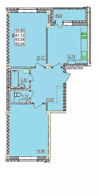 2-к кв. Смоленская область, Смоленск ул. Крупской (63.38 м) - Фото 0