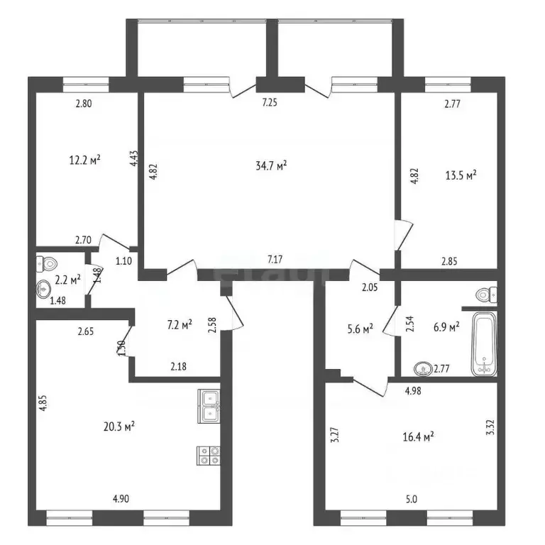 4-к кв. Архангельская область, Котлас ул. Калинина, 5 (122.5 м) - Фото 1