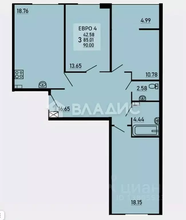 3-к кв. Липецкая область, Липецк Студеновская ул., 23Б (89.82 м) - Фото 1