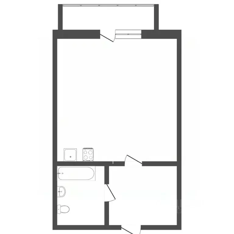 Студия Тюменская область, Тюмень Харьковская ул., 85а (26.0 м) - Фото 2