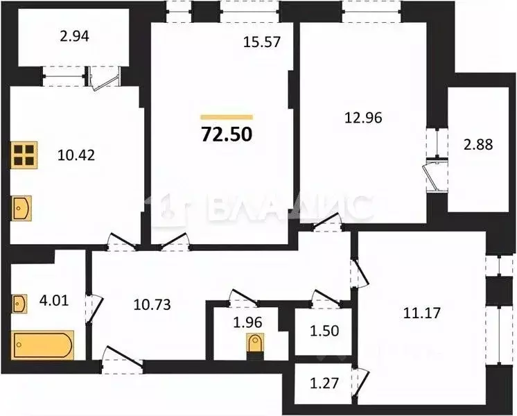 3-к кв. Воронежская область, Воронеж ул. Славы, 7 (72.5 м) - Фото 1