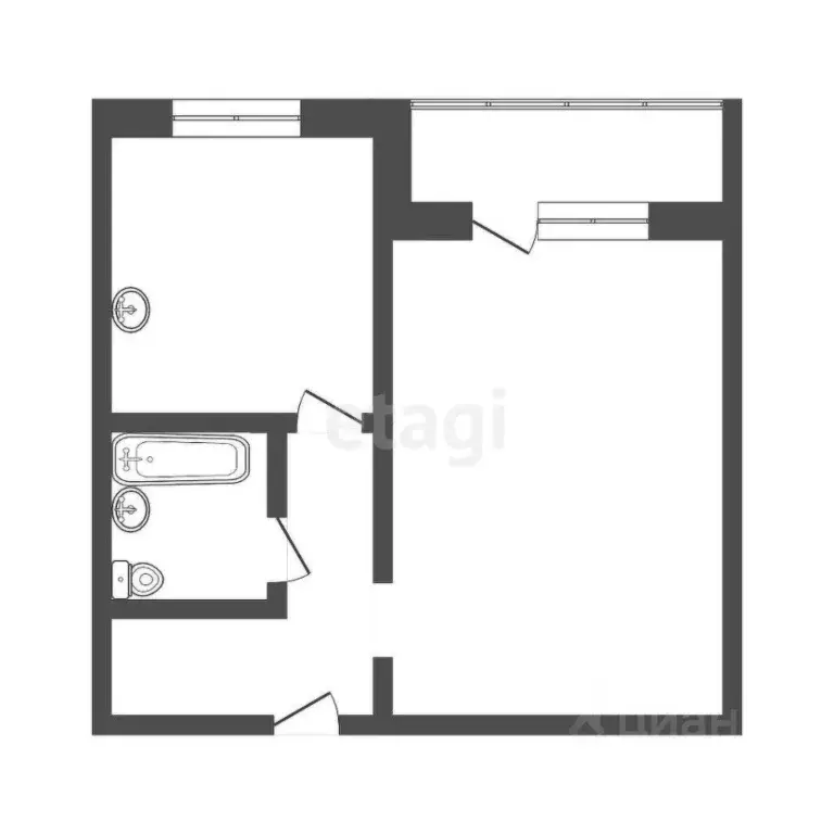 1-к кв. Томская область, Томск тракт Иркутский, 12 (35.0 м) - Фото 2