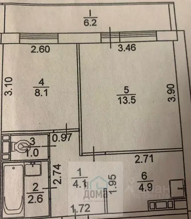 2-к кв. Томская область, Томск ул. Говорова, 37 (34.2 м) - Фото 1