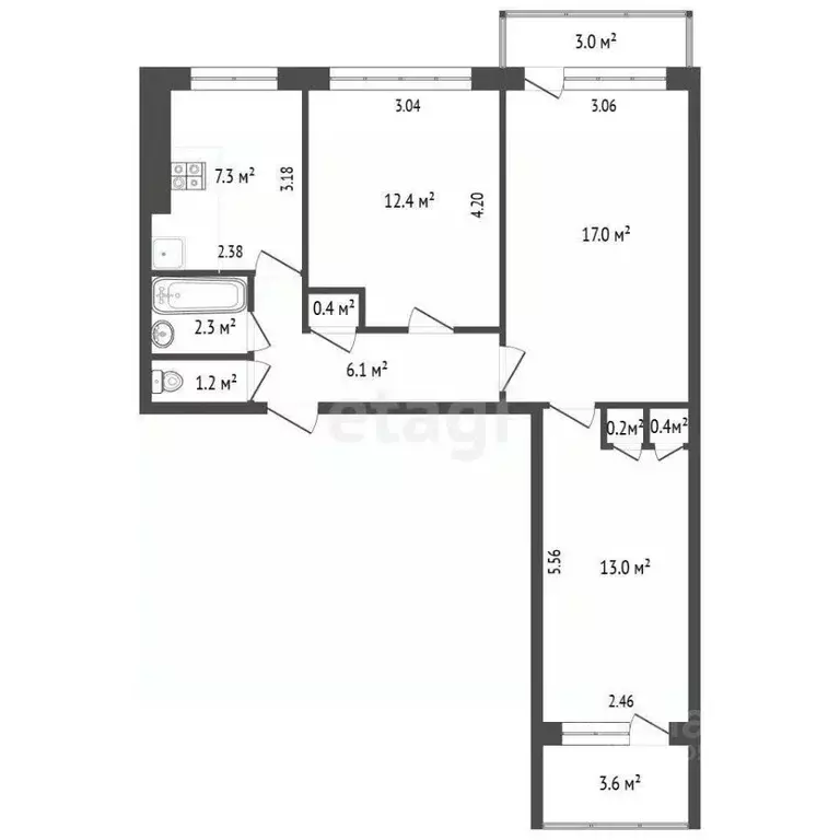 3-к кв. Ростовская область, Ростов-на-Дону ул. Содружества, 39/1 (60.3 ... - Фото 2